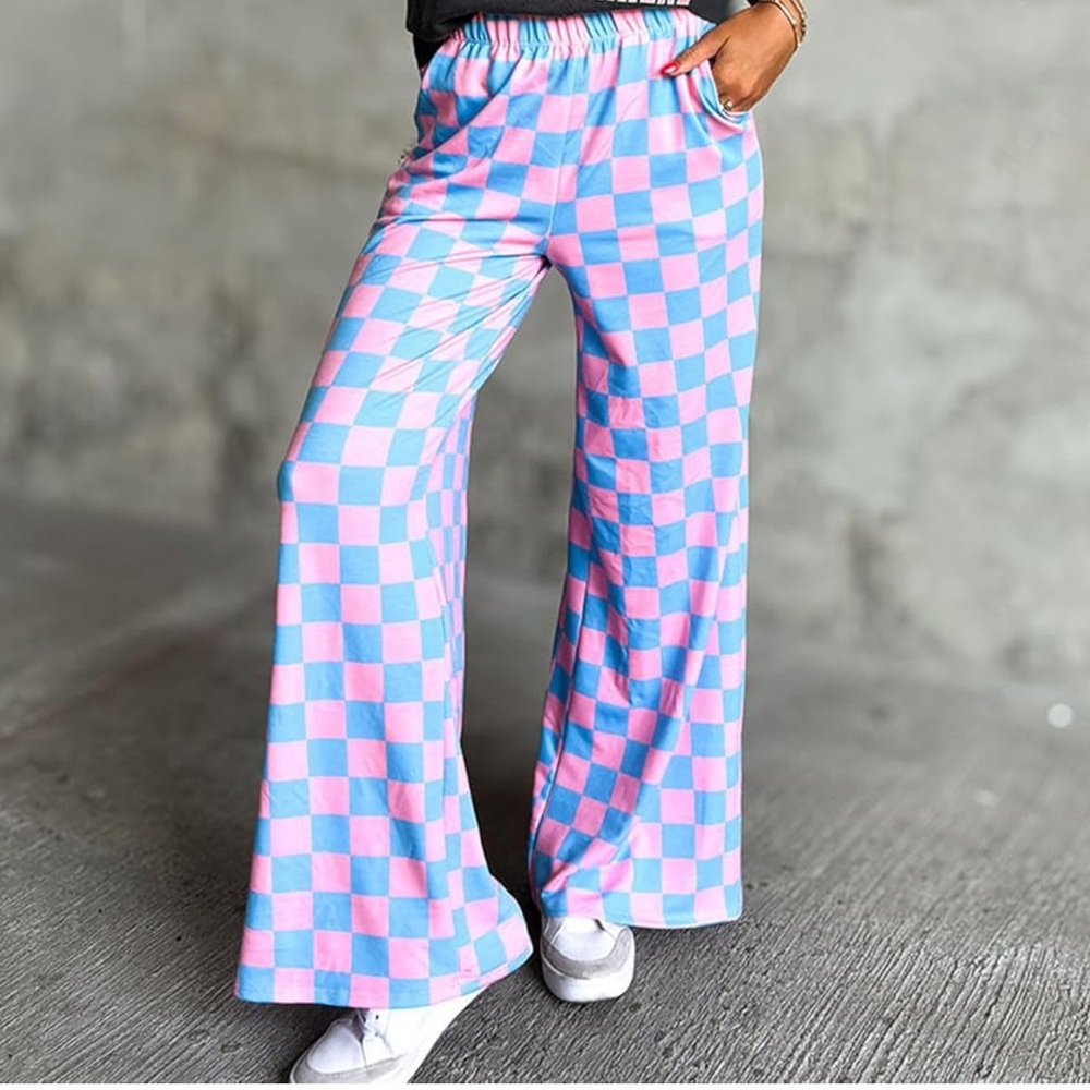 Large Plaid Pants High Rise trousers - Picture 2 of 13